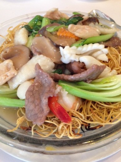 Combination with cripsy fried noodles