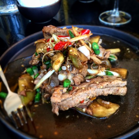 Free range pork ribs with lemongrass, kaffir lime, chilli, eggplant and green beans - Sukhumvit Soi 38, Adelaide