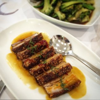 Pork belly with ginger orange sauce