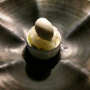 Vacherin of pandan custard with coconut parfait, jasmine sorbet and lime granita